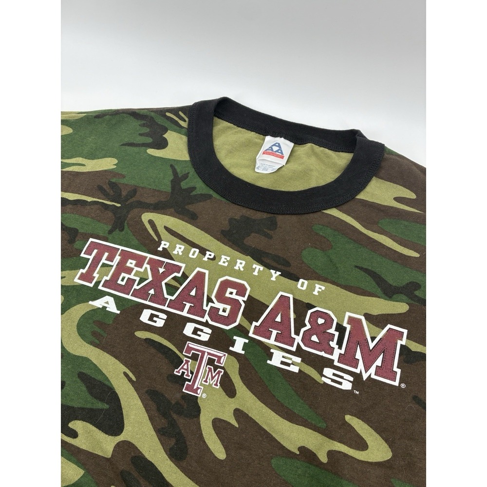 VNTG 90's Texas A&M Aggies Shirt Mens XXL Camouflage Graphic T-Shirt